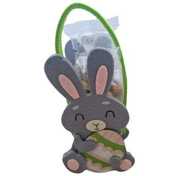 Osterkörbchen grauer Hase